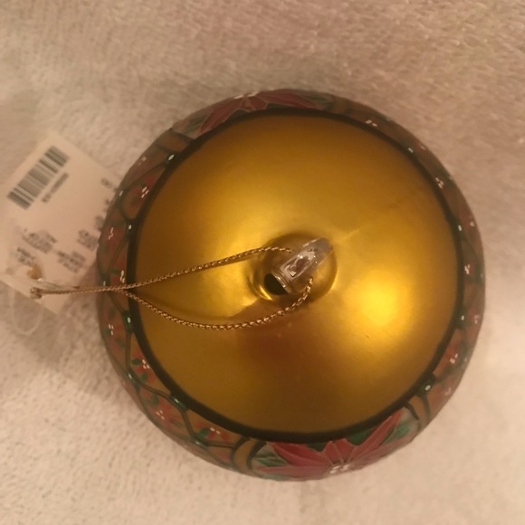 Dillards Large 3 1/4" Christmas Ornament Big Gold Ball Poinsettia Design Box - Picture 8 of 9